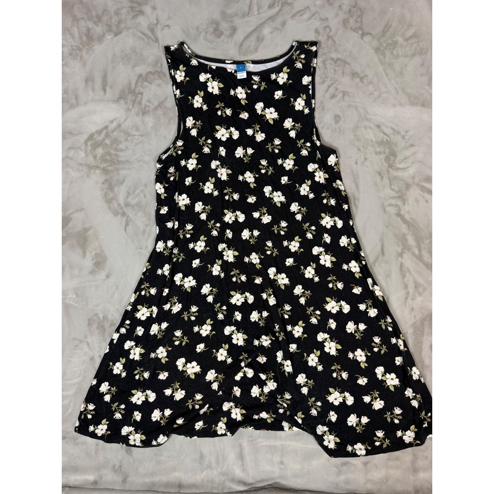 Old Navy Womens Black White Floral Sleeveless Swing Mini Dress Large